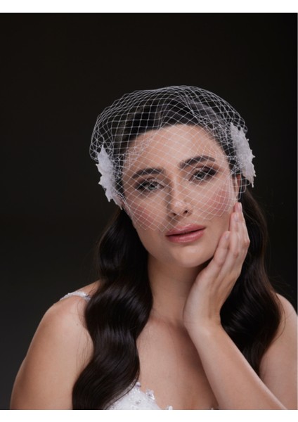 File Duvağlı Çiçek Detaylı Zarif Gelin Saç Aksesuarı modelleri