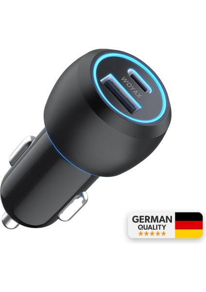 Araç Şarj Aleti Çakmaklık Type-C + USB Girişli 38W