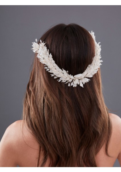 Beyaz Yaprak Desenli Gelin Aksesuarı – Zarif ve Romantik El Yapımı Saç Aksesuarı fiyatları