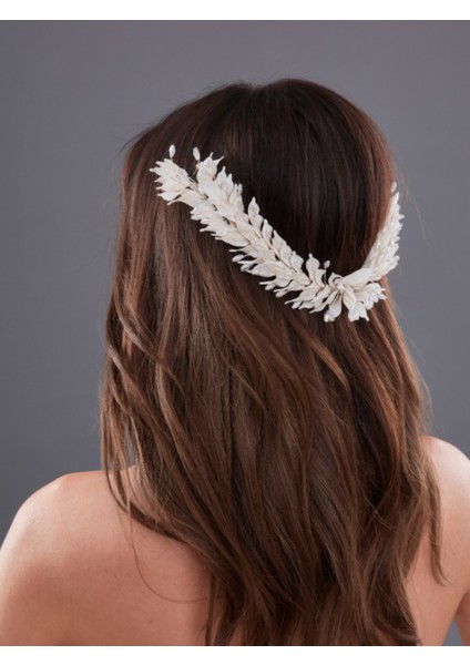 Beyaz Yaprak Desenli Gelin Aksesuarı – Zarif ve Romantik El Yapımı Saç Aksesuarı modelleri