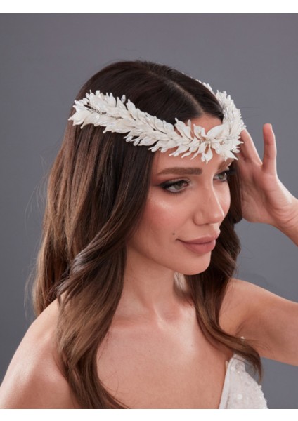 Beyaz Yaprak Desenli Gelin Aksesuarı – Zarif ve Romantik El Yapımı Saç Aksesuarı fırsatları