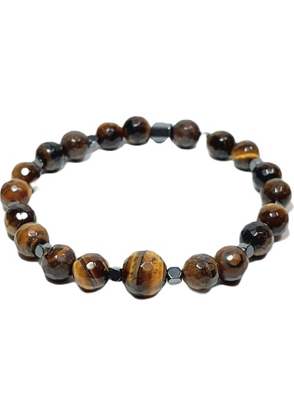 JTSS25DOB1532 Kaplangözü Hematit Kahverengi Janti Doğaltaş Bileklik