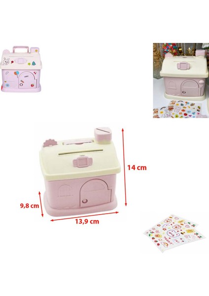 Kilitli Orta Boy Ev Kumbara Bozuk Para ve Kağıt Para Için Çift Girişli Oyuncak Mavi Ev Kumbara Gizlenebilir Taşıma Kulplu Iki Anahtarlı fiyatları