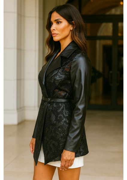 Manchester File Dantel Suni Deri Tasarım Ceket fırsatları