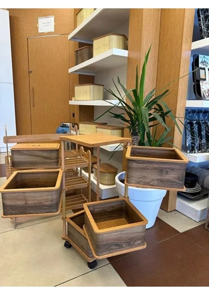 Ahşap Kare Sebzelik 4 Katlı Yana Açılır Kahve Patates Soğan Tekerlekli Sebzelik fiyatları