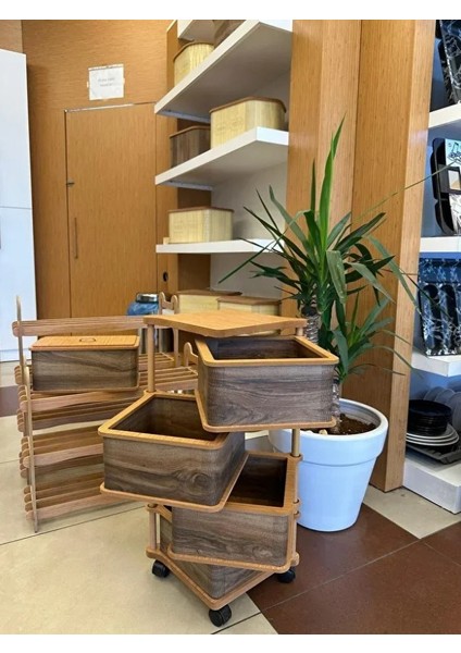 Ahşap Kare Sebzelik 4 Katlı Yana Açılır Kahve Patates Soğan Tekerlekli Sebzelik modelleri