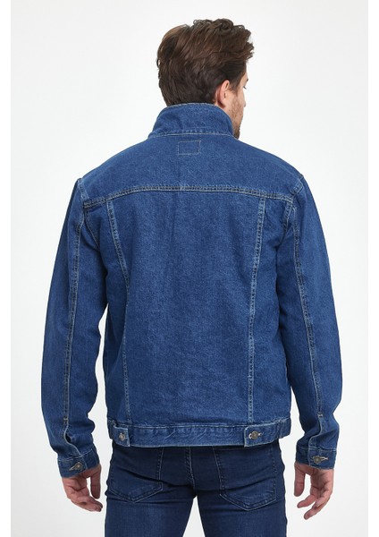 Erkek Peluş Kürklü Basic Salaş Mavi Kot Ceket modelleri