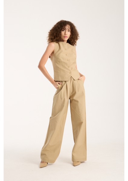 Vizon Kadın Dokuma Yelek-Pantolon Takım fırsatları