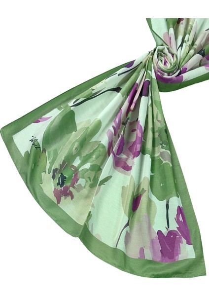 Vav Ipek Soft Pamuk Şal 75X190 cm - Çiçek Desenli