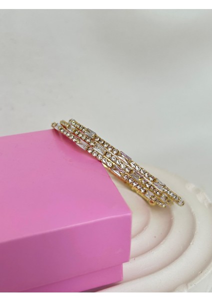 Taşlı Su Yolu Esnek Çok Katlı Şık Bileklik Altın Gümüş Renk Sevgiliye Kız Arkadaşa Hediye Kutulu fırsatları