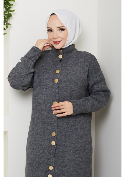 Kadın Düğme Kapamalı Boğaz Detaylı Triko Hırka -PMK441 fiyatları