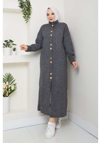 Kadın Düğme Kapamalı Boğaz Detaylı Triko Hırka -PMK441 modelleri