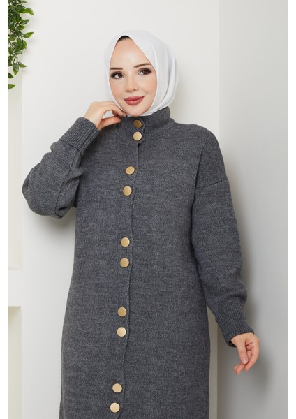 Kadın Düğme Kapamalı Boğaz Detaylı Triko Hırka -PMK441 indirimleri