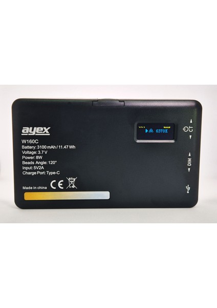 W160C Bicolor LED Video Işığı 2500K-6500K Renk Sıcaklığı, 160 Led, LCD Ekran, 3100MAH Batarya