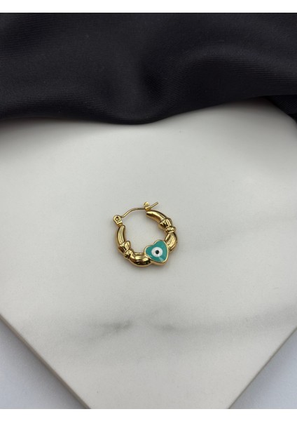 3'lü Gold Altın Renk Nazar Boncuğu Detaylı Zirkon Taşlı Tasarım Sallantılı Çelik Küpe fiyatları