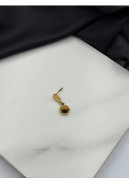 3'lü Gold Altın Renk Nazar Boncuğu Detaylı Zirkon Taşlı Tasarım Sallantılı Çelik Küpe modelleri