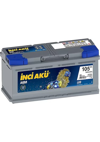Inci Akü 12V 105 Ah Start-Stop Agm Inci Akü.!! Güncel Tarih - Yeni Ürün.!!