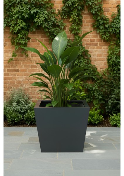 Zenith 30 cm Modern Kare Konik Saksı - İç ve Dış Mekan Dekoratif Metal Saksılık (30x35/30 cm) fiyatları