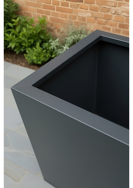 Zenith 30 cm Modern Kare Konik Saksı - İç ve Dış Mekan Dekoratif Metal Saksılık (30x35/30 cm) fırsatları