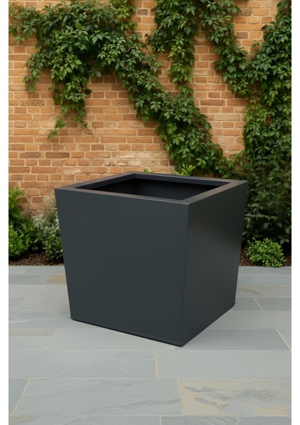 Zenith 30 cm Modern Kare Konik Saksı - İç ve Dış Mekan Dekoratif Metal Saksılık (30x35/30 cm) indirimleri