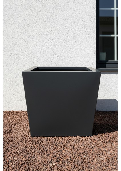 Zenith 30 cm Modern Kare Konik Saksı - İç ve Dış Mekan Dekoratif Metal Saksılık (30x35/30 cm)
