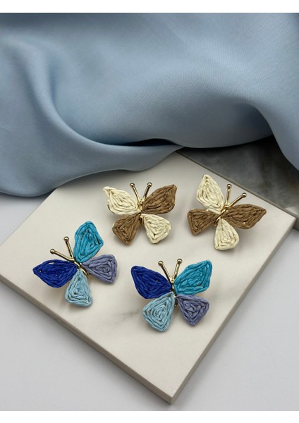 Kahve Tonları Kelebek Figürlü Tasarım Yaz Konseptli Küpe fırsatları