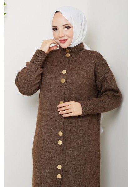 Kadın Düğme Kapamalı Boğaz Detaylı Triko Hırka -PMK441 fiyatları