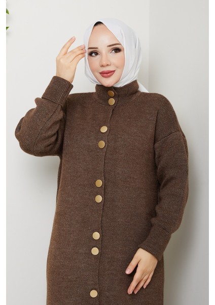 Kadın Düğme Kapamalı Boğaz Detaylı Triko Hırka -PMK441 indirimleri