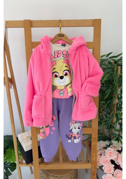 Sky Köpek Baskılı Renkli Kız Çocuk 2 li takım - Lila fiyatları