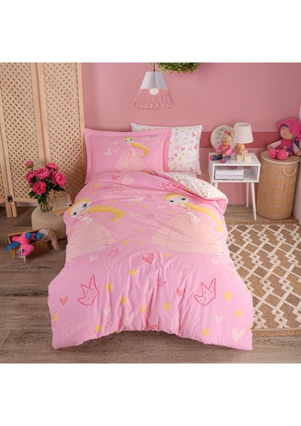 Prenses Pembe - Poplin Studio Tek Kişilik Nevresim Takımı