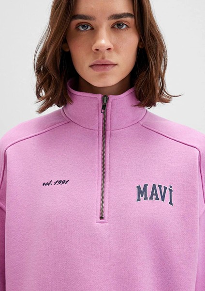 Mavi Logo Baskılı Yarı Fermuarlı Pembe Sweatshirt 1S10373-71067 indirimleri
