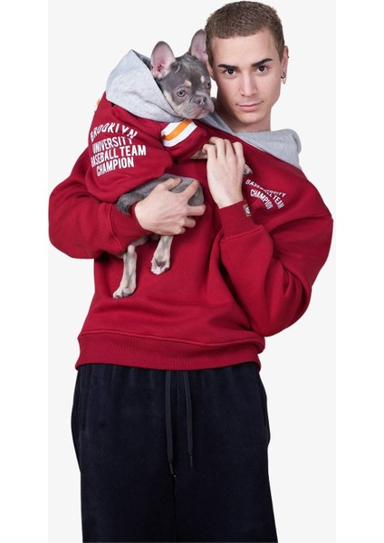 Oversize Brooklyn Bordo Hoodie People Sahipler Için SK-107