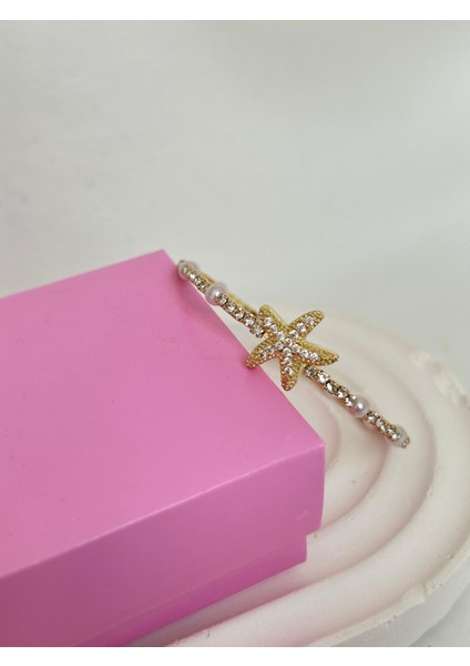 Taşlı Su Yolu Esnek Deniz Yıldızı Şık Bileklik Altın Gümüş Renk Sevgiliye Kız Arkadaşa Hediye Kutulu fiyatları