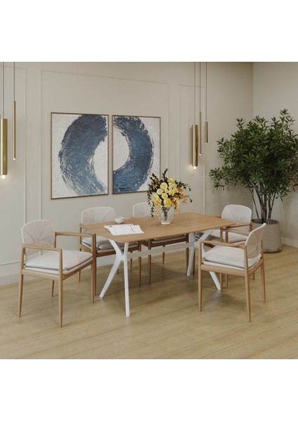 80 x 140 Mutfak Masası Ceviz-Krem Mdf Salon ve Mutfak Masası Viktoria Model