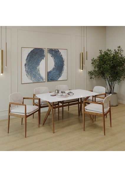 80 x 140 Mutfak Masası Beyaz-Ceviz Mdf Salon ve Mutfak Masası Viktoria Model