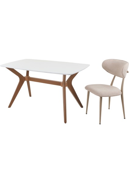 80 x 140 Mutfak Masası Beyaz-Ceviz Mdf Salon ve Mutfak Masası Viktoria Model modelleri