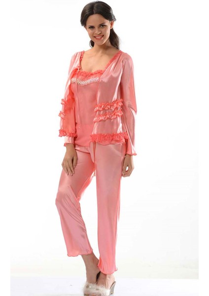 Nar Çiçeği Saten Pijama Takımı - 1413