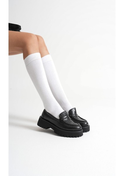 Noir Kadın Günlük Siyah Kroko Loafer Ayakkabı fiyatları