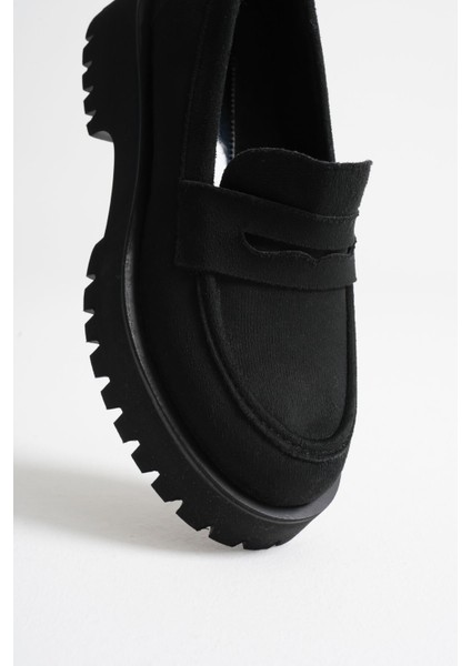 Noir Kadın Günlük Siyah Süet Loafer Ayakkabı modelleri