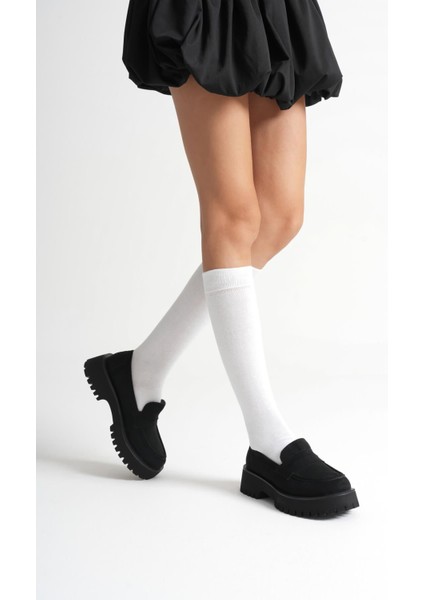 Noir Kadın Günlük Siyah Süet Loafer Ayakkabı fırsatları