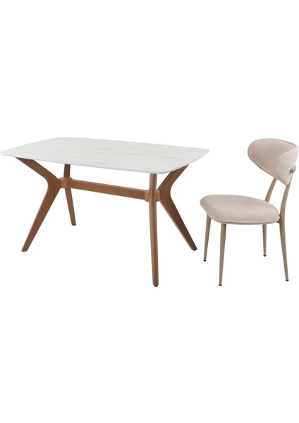 80 x 140 Mutfak Masası Marmo Beyaz-Ceviz Mdf Salon ve Mutfak Masası Viktoria Model modelleri