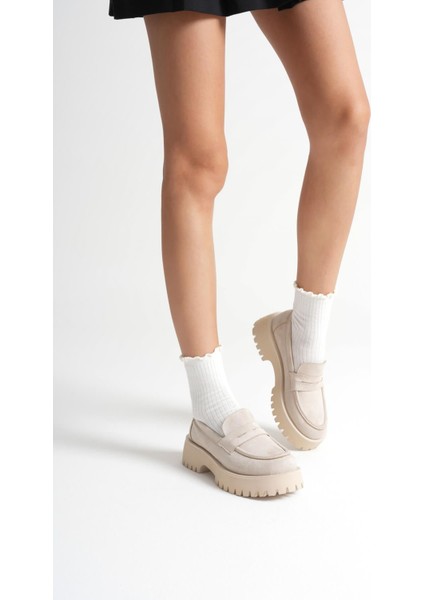 Noir Kadın Günlük Bej Süet Loafer Ayakkabı fiyatları