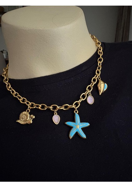 Çelik Charmlı Kolye