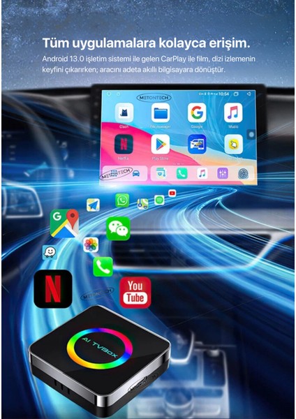 Android 13 Carplay Android Auto Ai Box, 4gb Ram 64GB Rom, Netflix Youtube Video Oynatma Destekli Mactivepro modelleri