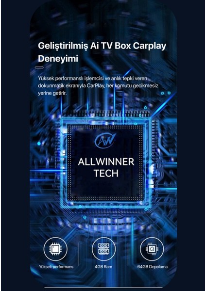 Android 13 Carplay Android Auto Ai Box, 4gb Ram 64GB Rom, Netflix Youtube Video Oynatma Destekli Mactivepro