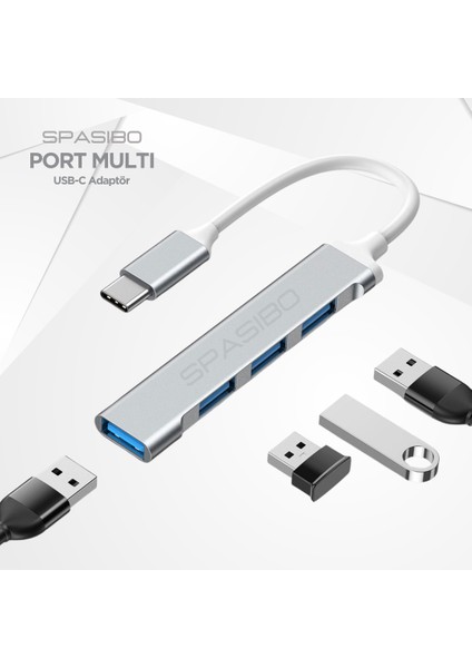 Port Multi Usb-C To USB 3.0 Adaptör | Hızlı Veri Transferi 4'ü 1 Arada Çok Fonksiyonlu Çözüm fırsatları