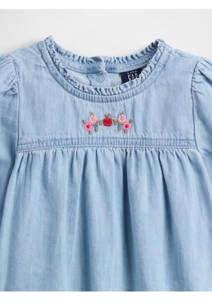 Bebek Açık Mavi Denim Volanlı Outfit Set fiyatları