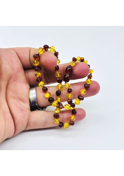 Çift Renkli Orijinal Damla Kehribar Bebek Kolye modelleri