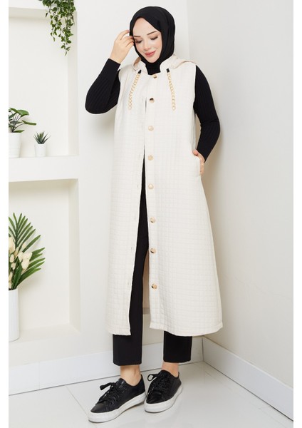 Kadın Büyük Beden Gold Detaylı Cepli Kapitone Yelek -PMK445 modelleri