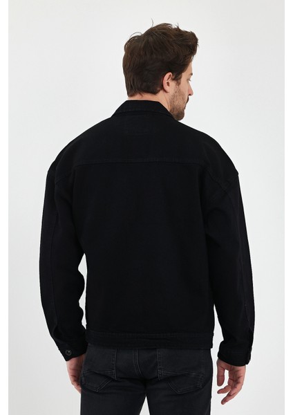 Erkek Büyük Göğüs Cepli Oversize Siyah Kot Ceket modelleri